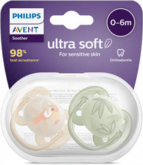Lot de 2 sucettes Ultra Soft 0-6 mois unisexe - Philips Avent
