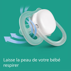 Lot de deux sucettes Ultra Air Nighttime 0-6 mois Philips Avent