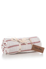 Couverture Muslim 4 layer Stripe 115x115 cm - Dusty Rose