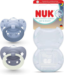 Pack de 2 sucettes Nuk First Choice classic Day night 0-6 mois boy