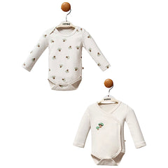 Pack de 2 bodies Champignons croisés coton manches longues