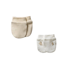 Pack de 2 paires de moufles nounours lapin coton 0m+