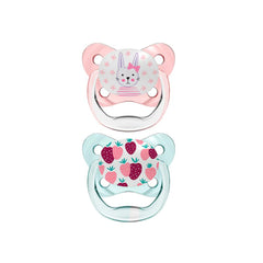 Pack de 2 sucettes Lapine fraises Prevent 0-6 mois Dr brown's
