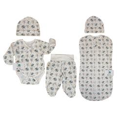 Pack Elephants et emmaillotage bonnet 5 pcs coton