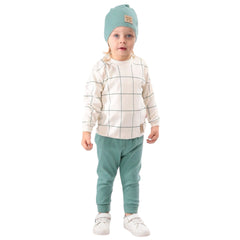 Tenue carreaux avec 1 bonnet casual style 3 pcs