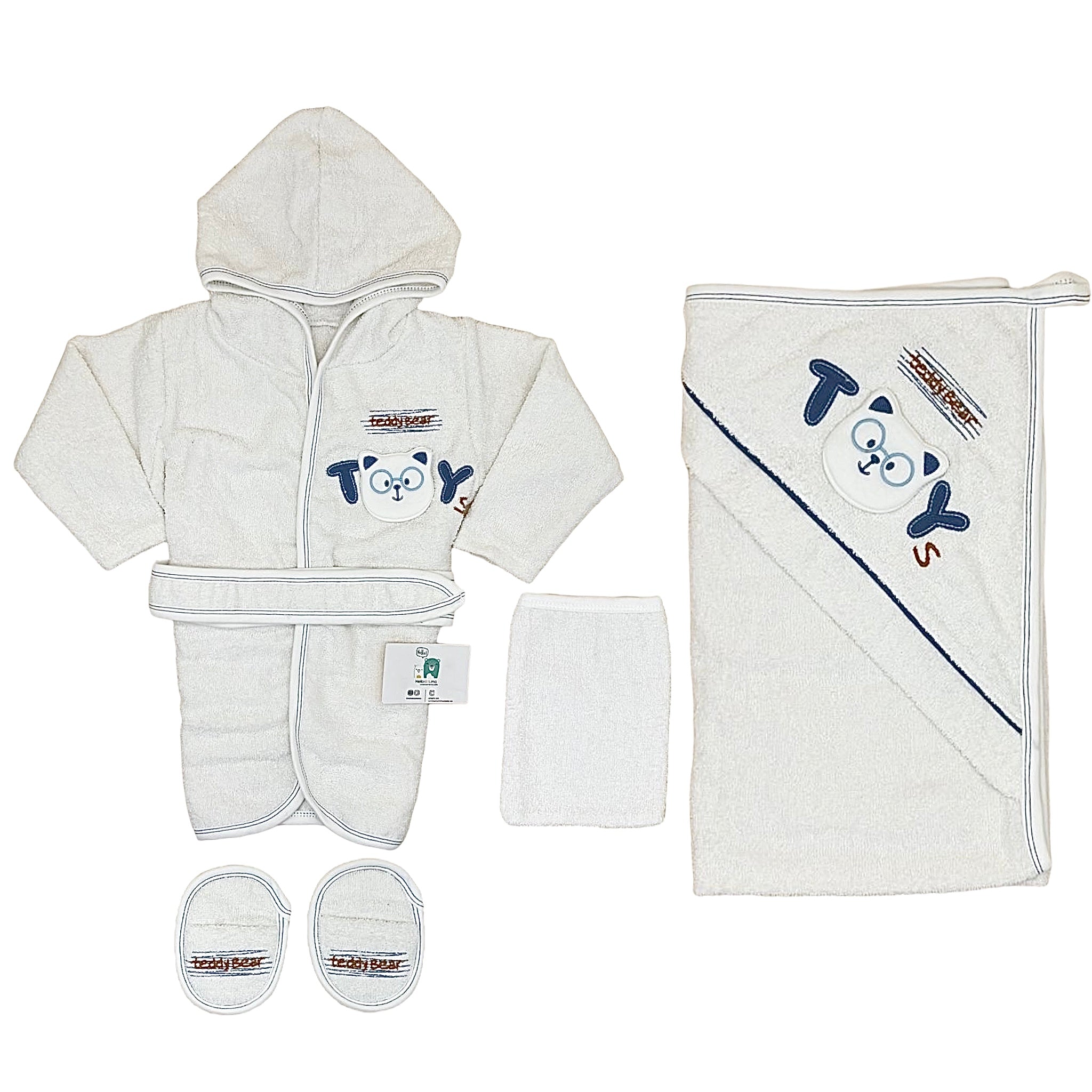 2 Capes De Bain Bébé Avec Capuche - Ourson & Fleurs Vert Olive - Épaisse Et Douce - Dès La Naissance