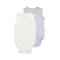 Pack de 2 body sans manche blanc & gris