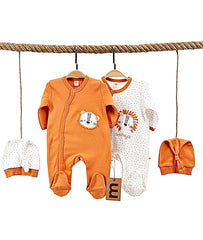 Pack Matchy Chatons 2 Grenouillères 2 Bonnets orange coton