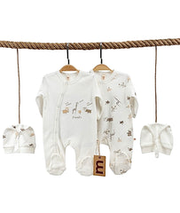 Pack Matchy friends 2 Grenouillères 2 Bonnets coton
