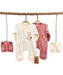 Pack Matchy Mom Dad me 2 Grenouillères 2 Bonnets