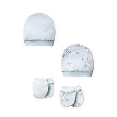 Pack 4 pcs Bonnets moufles Palmiers 0m+ v2