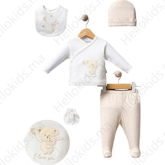 Pack naissance Love you baby 5 pcs unisexe coton