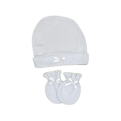 Pack bonnet moufles jolies noeuds Blanc 0m+