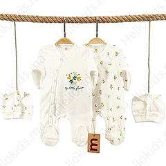 Pack de 2 grenouillères 2 bonnets little flowers