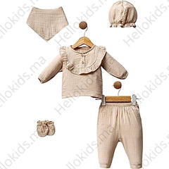 Pack naissance froufrou mousseline girly 5 pcs coton