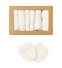 Coffret 6 Paires de Moufles nouveau-né – Blanc Uni & Ekeu