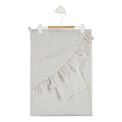 Cape de Bain Full White Froufrou – 85x85 cm avec Gant – Baby Girl 0m+