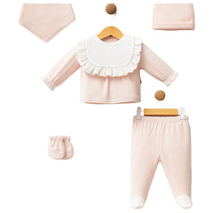Pack naissance avec col froufrou girly velours 5 pcs