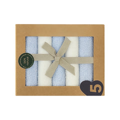 Coffret de 5 Petites Serviettes absorbantes – Blanc & Bleu