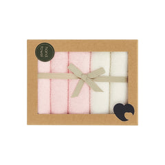 Coffret de 5 Petites Serviettes absorbantes – Blanc & Rose
