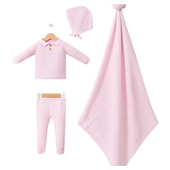 Coffret Triko 4 pcs haut pantalon bonnet couverture - Rose