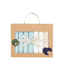 Coffret 7 serviettes coton mint blanc beige unisexe
