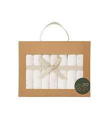 Coffret 7 petites serviette blanches ekru étoiles