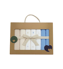 Coffret 7 petites serviettes beige ekru bleu