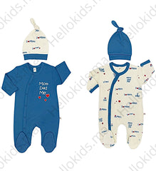 Pack de 2 Grenouillères matchy love mum dad 2 bonnets Boy