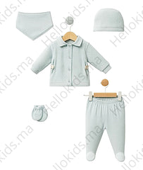 Pack naissance unie ouverture centrée baby boy 5 pcs velours