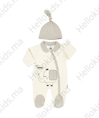 Grenouillère Hello elephant 1 bonnet
