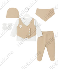 Pack naissance BLN effet gilet baby boy 5 pcs coton