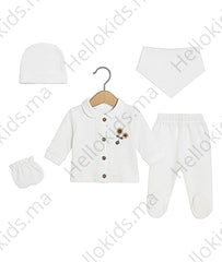 Pack naissance jolie fleur duo sur côté 5 pcs coton