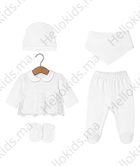 Pack naissance jolie fleur effet mtrouza 5 pcs coton