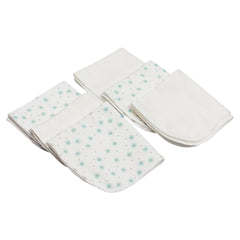 Coffret 6 petites serviettes Stars Mint blanc 20x20 cm - Coton Bio