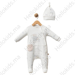 Grenouillère Kuzucuk 1 bonnet coton bio unisexe