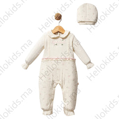 Grenouillère Rose Girl 1 bonnet coton Bio