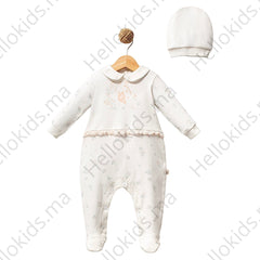 Grenouillère Pretty girl 1 bonnet coton bio