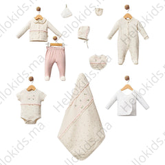 Coffret naissance Rose Girl 10 pcs coton Bio