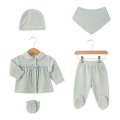 Pack naissanve Jolie nœud centré velours mint style 5 pcs