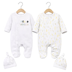 Pack de 2 grenouillères matchy Hello world coton