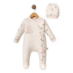 Grenouillère Raccon Family unisexe 1 bonnet coton bio