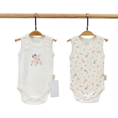 Pack de 2 bodies sans manches fleurs love coton