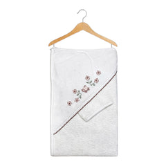 Cape de bain multi fleurs avec 1 gant 80x90 cm
