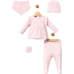 Pack naissance uni côtés froufrous classy girl 5 pcs coton léger