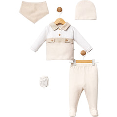 Pack naissance boutons piqués classy boy 5 pcs coton