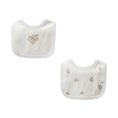 Pack de 2 bavoirs Lapinou coton blanc beige 0m+