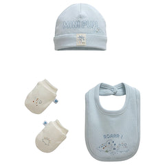Pack bonnet moufles bavoir Mini fun coton