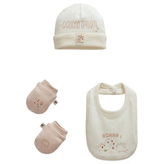 Pack bonnet moufles bavoir Mini fun coton