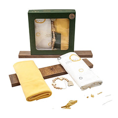 Coffret de 2 langes yellow style avec attache tétine 80x90 cm
